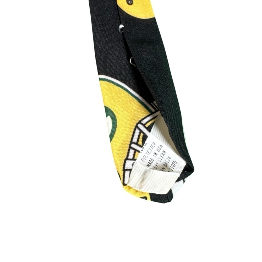 Vintage Green Bay Packers Helmets Black NFL Neck Tie-1993 NFL Ralph Marlin & Co - Picture 7 of 8